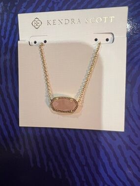 ELSA Gold Necklace with Blush Pink Oval Pendant